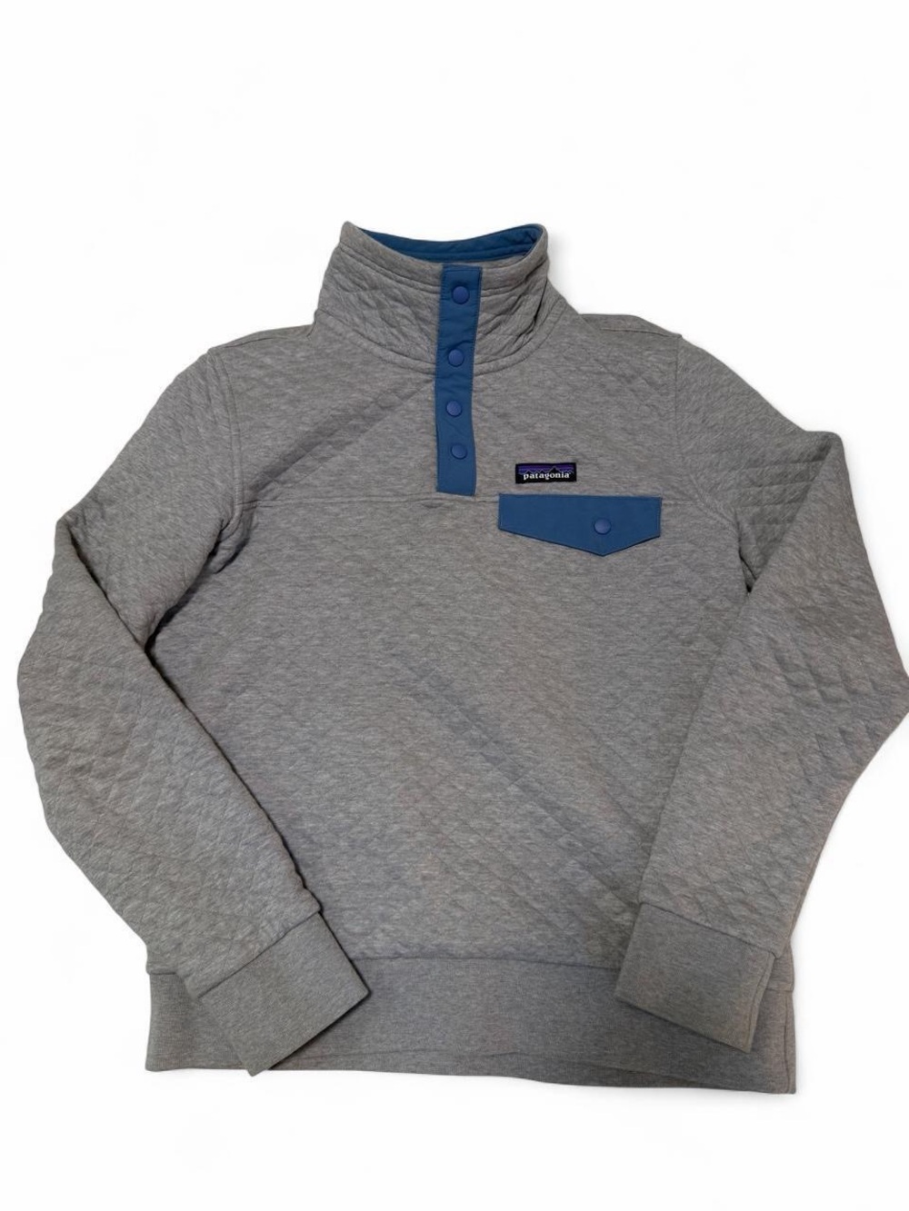 Patagonia Quilted Snap-T Pullover Sweatshirt - Gray/Blue